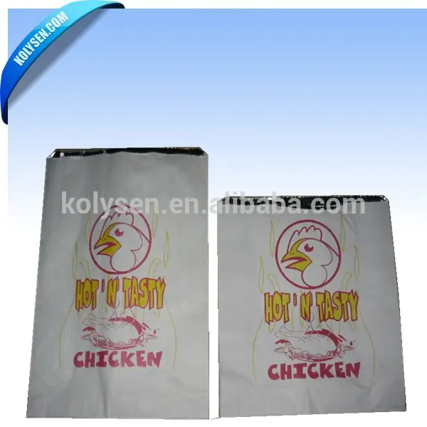 Paper bags with Aluminum Foil Lined Side Gusseted Hot Chicken Bag with Block Bottom
