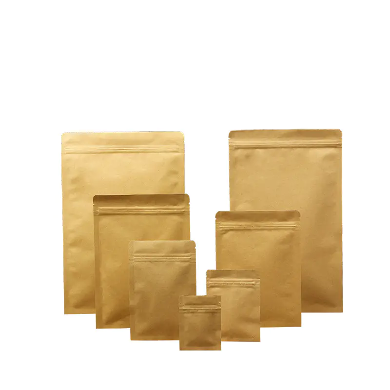 Zipper top brown kraft paper bag for dried fruit packing
