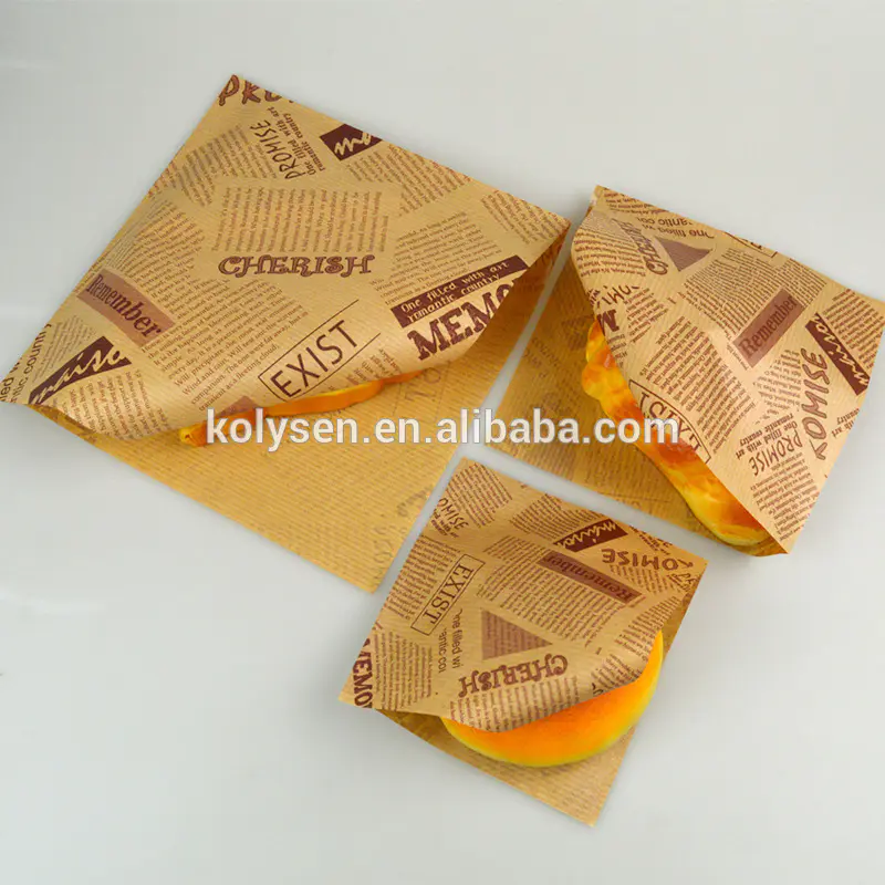 custom design burger pocket kraft paper bag in china