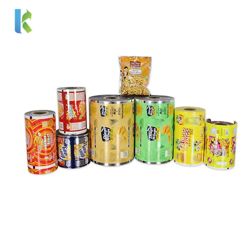 Kolysen Customized Logo printed Food Packaging Plastic Auto Packing Film Roll for Snack