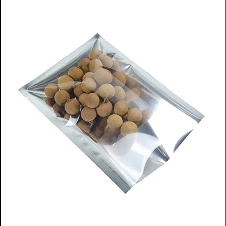 three side aluminum bags with transparent front for food packaging