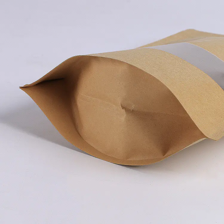 Dry food packaging bag resealable standup zipper kraft paper bag