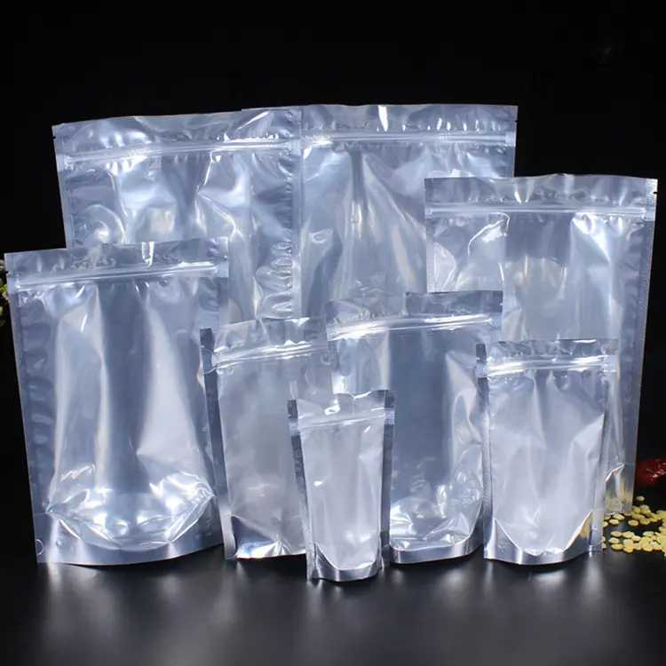 customized plastic zip lockclear front stand upaluminum foil bag