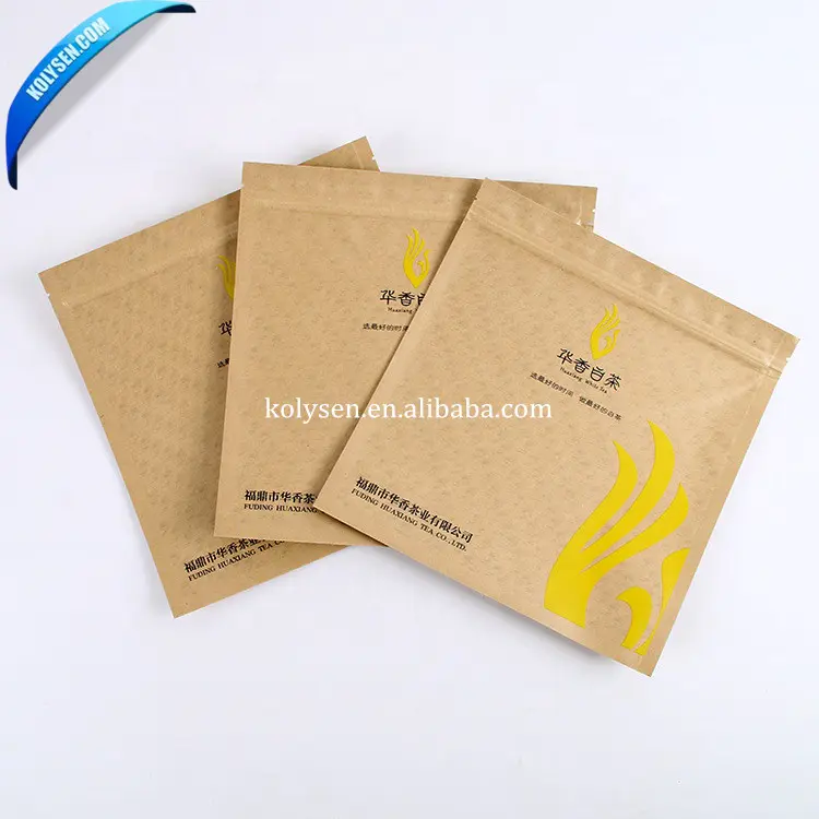 Factory customized kraft paper zipper bag for Chinese tea packaging