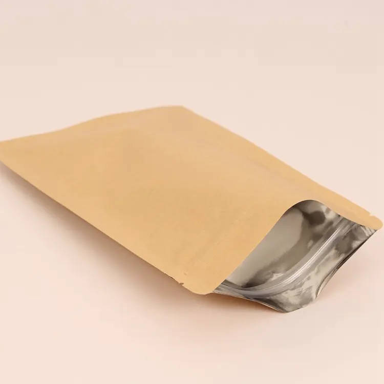 Heat seal flat kraft paper foil inside bag for dry food packaging