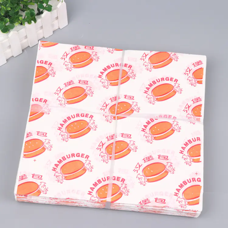 Wax coated wrapping paper for hamburger wrapping