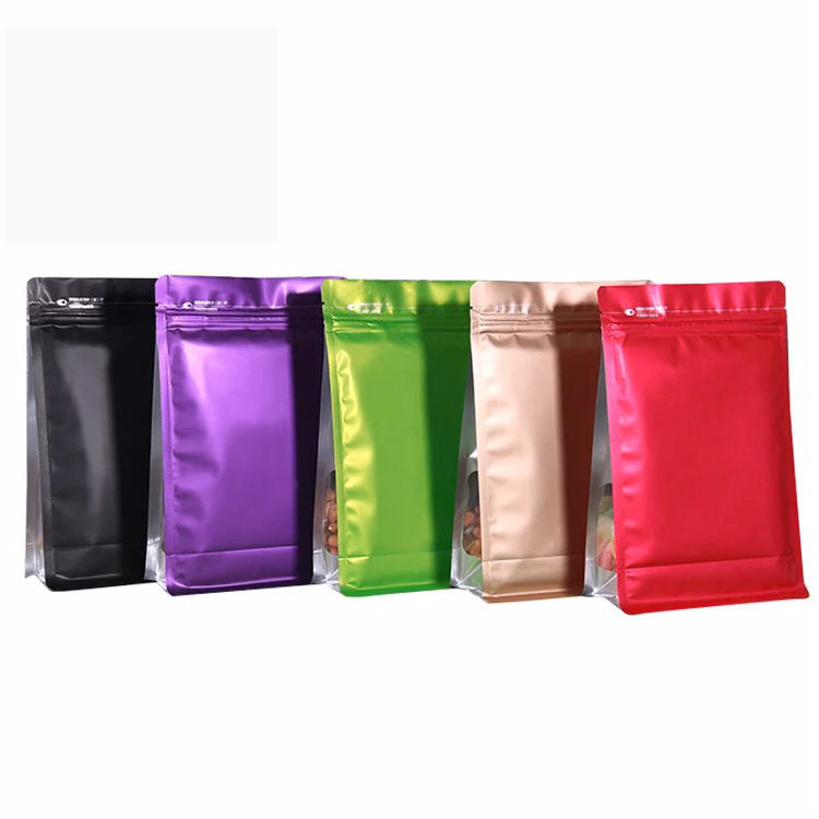 500gm custom laminated material colored flat bottom bag with window
