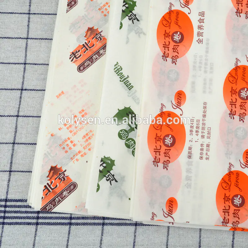 Custom Printed oil proof burger Wrap and Deli Paper sheet