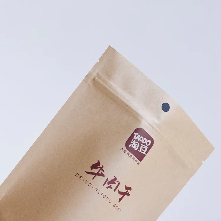 Approved Waterproof food packaging paper bag with logo and zipped seal packing for tea Wholesale