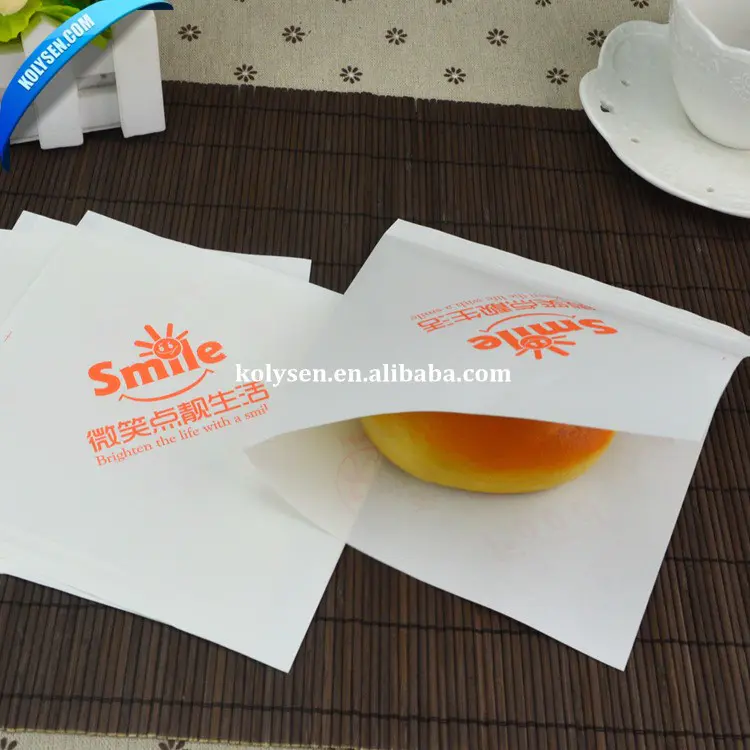 custom printed food grade Oil paper bag packing for burger flat paper bags Verified Supplier