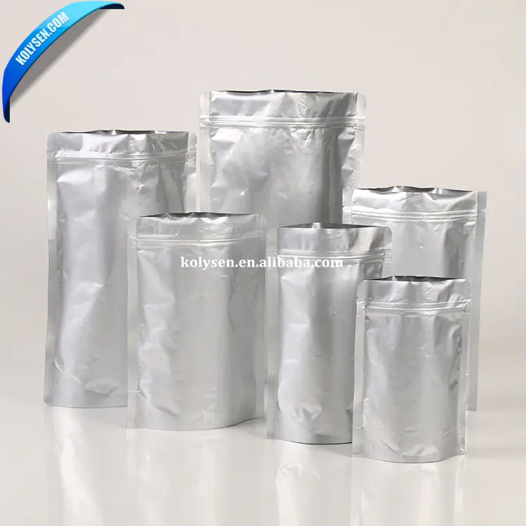 silver ziplock stand up foil plastic bag for foods food packaging