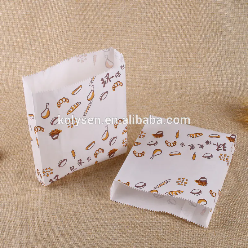 Customized printing greaseproof paper bag for food made in china