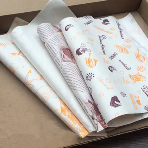 Custom printed food grade greaseproof wrapping paper/burger wrapper