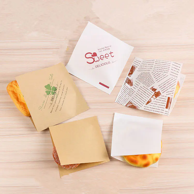 Two sides open kraft food wrapping paper bag