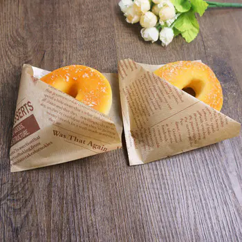Kolysen Customized food grade brown kraft double open greaseproof paper bag burger paper bag wholesale
