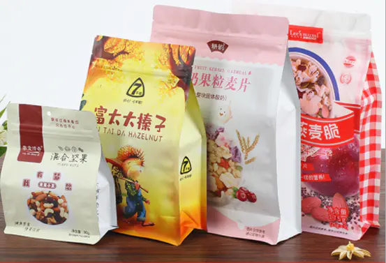 Custom logo food grade flat bottomstand up pouch bag rice packaging bag China supplier