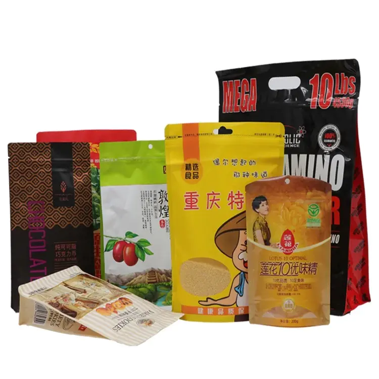 accept custom printing food grade plastic bag for snacks/nuts/tea/etc.