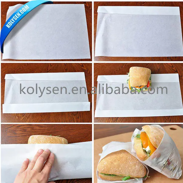 Kolysen Custom Printed Food Grade MG White Greaseproof Sandwich Packaging Paper