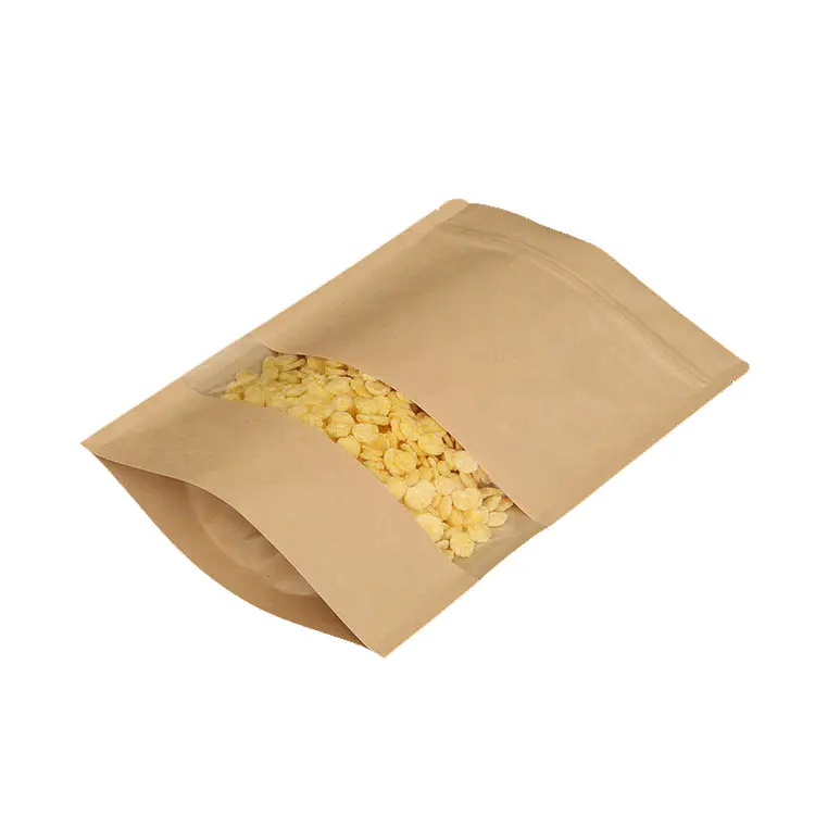 Food grade snack bag brown stand up zipper pouch in china
