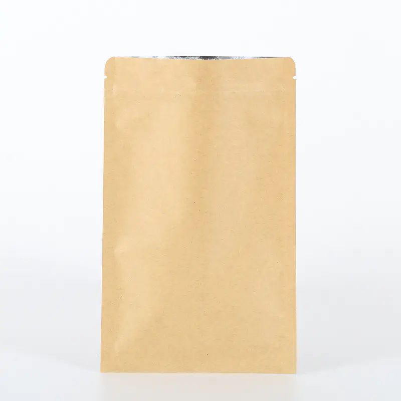 Three side sealing kraft paper bag with ziplock for coffee bean packing