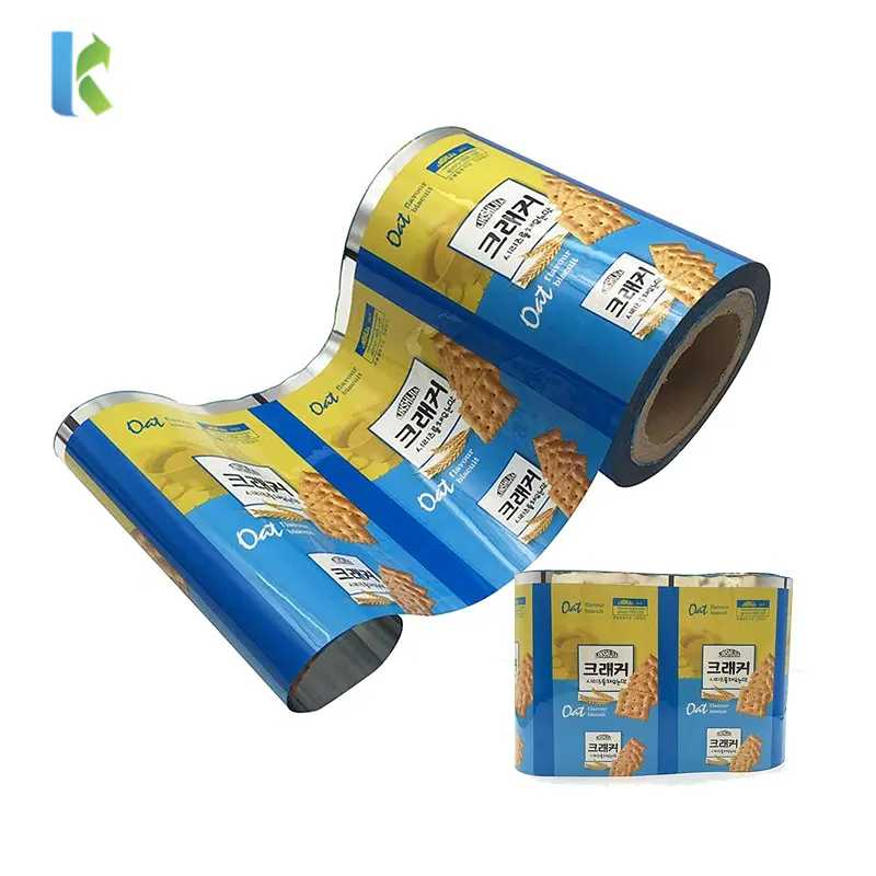 Kolysen Customized Logo printed Food Packaging Plastic Auto Packing Film Roll for Snack