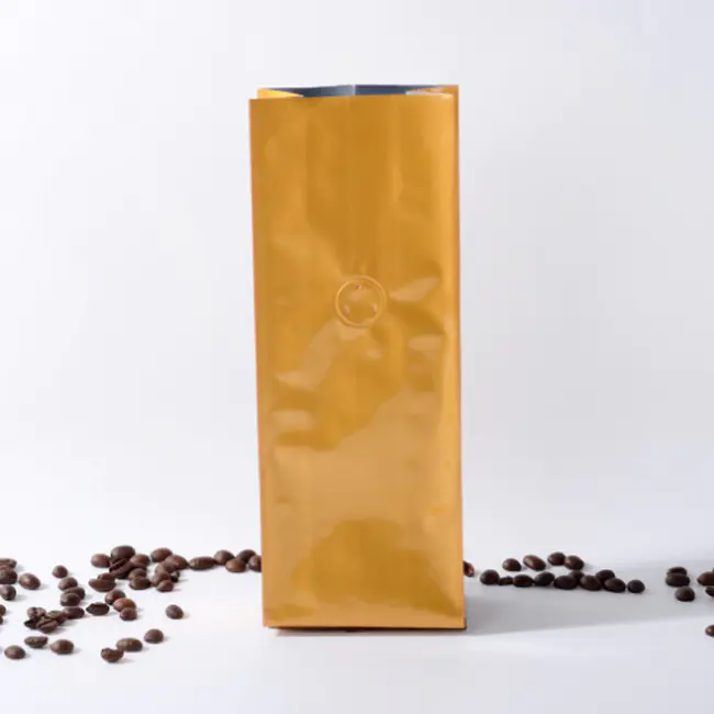 Heat sealing side gusset coffee packaging bag with valve