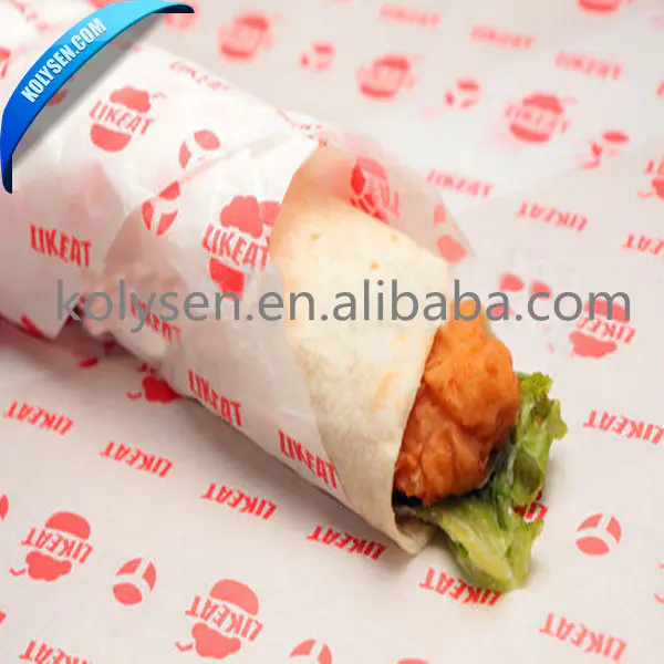 Greaseproof paper bag for fried chicken, burger, sandwich wrapper wax paper