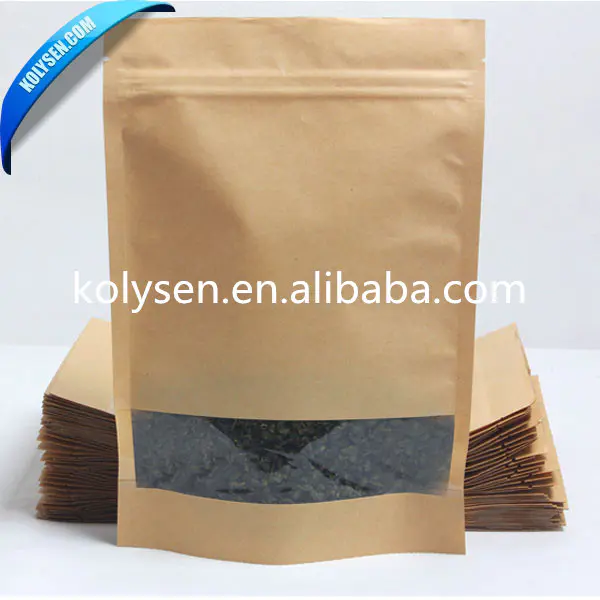 Custom logo kraft paper stand up packaging pouch for tea chips snacks