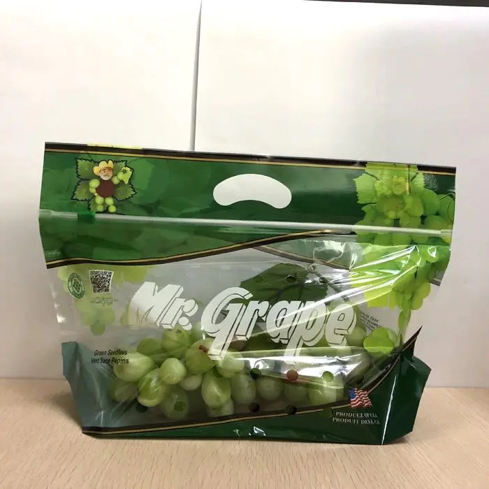 Custom print slider ziplock perforated fresh grape packaging bag