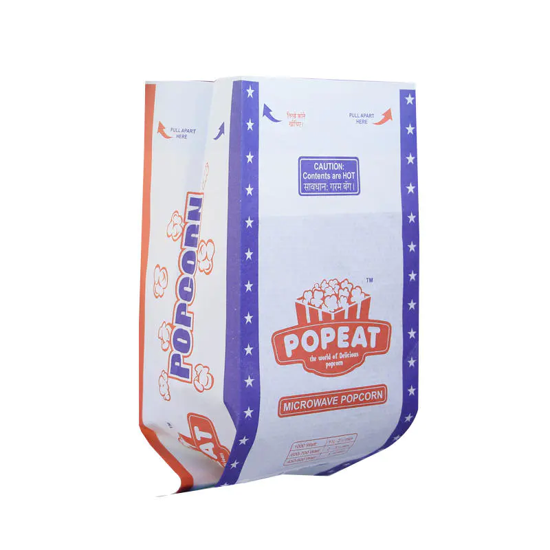 Microwavable popcorn bag greaseproof paper bag flat bag with side gusset