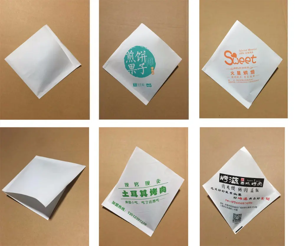 Custom Food Grade Grease Proof Double Open Burger Wrap Pocket Paper Sandwich Bags
