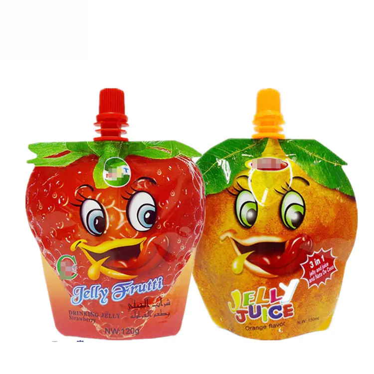 Customized shaped stand up liquid jelly drink spout pouch