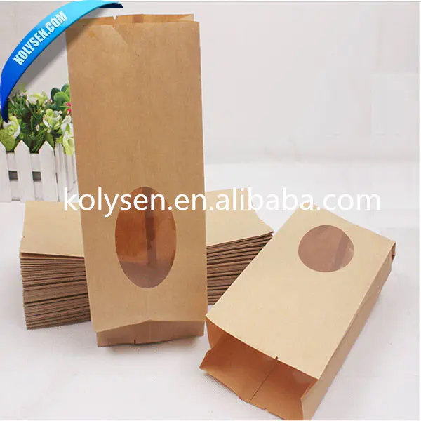 Kraft Paper Bag Square Bottom Paper Bag with window for dry food