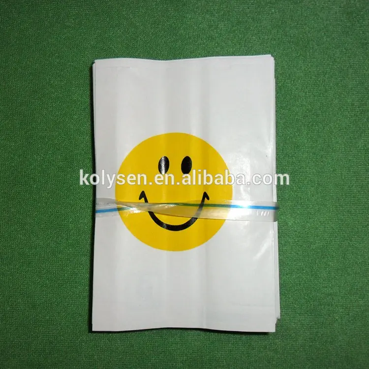Smile face printed grease proof non stick food wrapping paper bag
