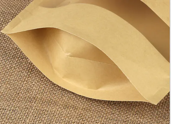 Food Grade Kraft Paper Bag Stand Up Zipper Pouch with Frosted Window