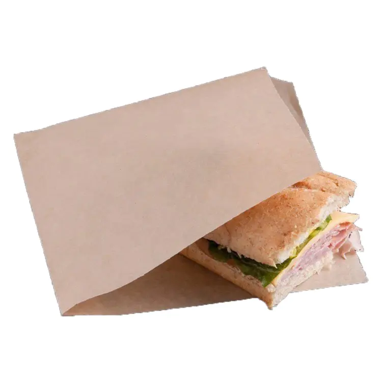 custom printed food grade Oil paper bag packing for burger flat paper bags Verified Supplier