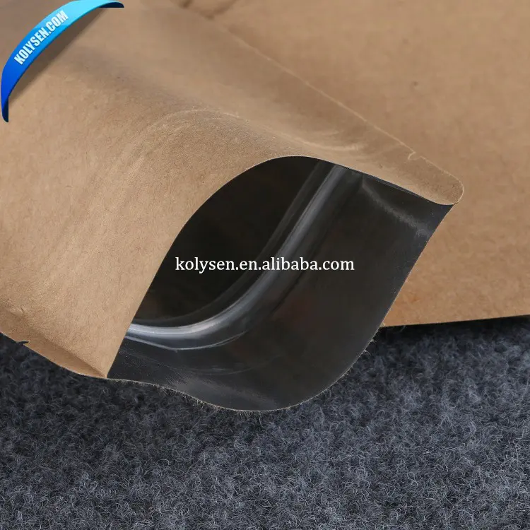 KOLYSENStock bag food grade resealable kraft paper bag with aluminuming inside layer Verified Supplier in china