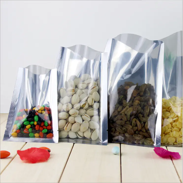 Laminated 3 sides sealed Aluminum Foil Bag with half clear front for snacks