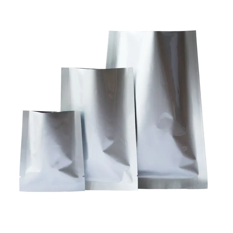 Silver three sides sealing aluminum foil bag with tear notch
