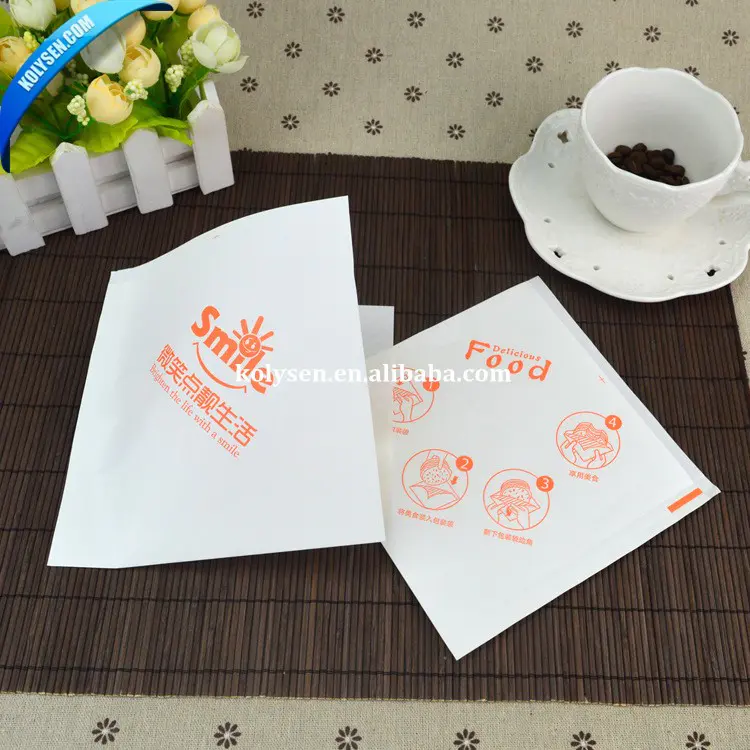 Custom Printed Greaseproof Paper Burger Pocket Bag Food Packaging