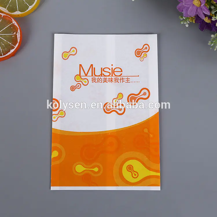 Good quality flat Fast food packing oil proof paper bag