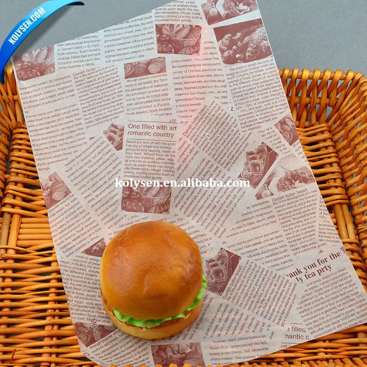 Burger Paper Bag Factory Price Burger Wrapping Paper Parchment Paper Wood Pulp Offset Printing Greaseproof Virgin Chemical Pulp