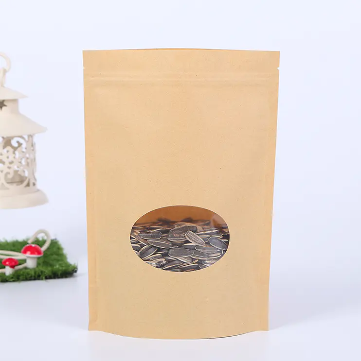 Wholesale Custom Moisture Proof Paper Pouch Kraft Zipper Oval Bags