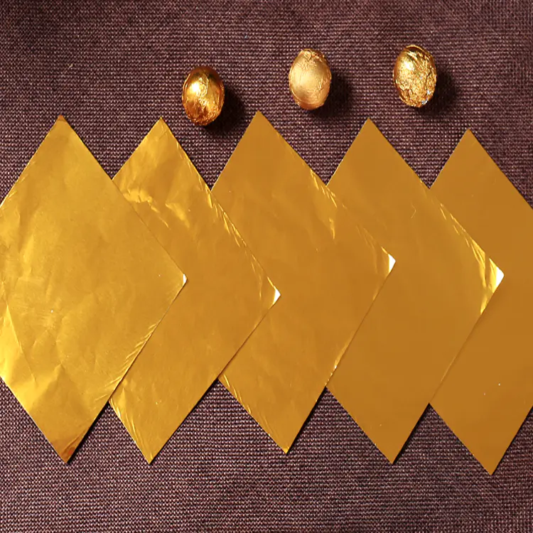 Custom printed gold candy wrapper foil in sheets