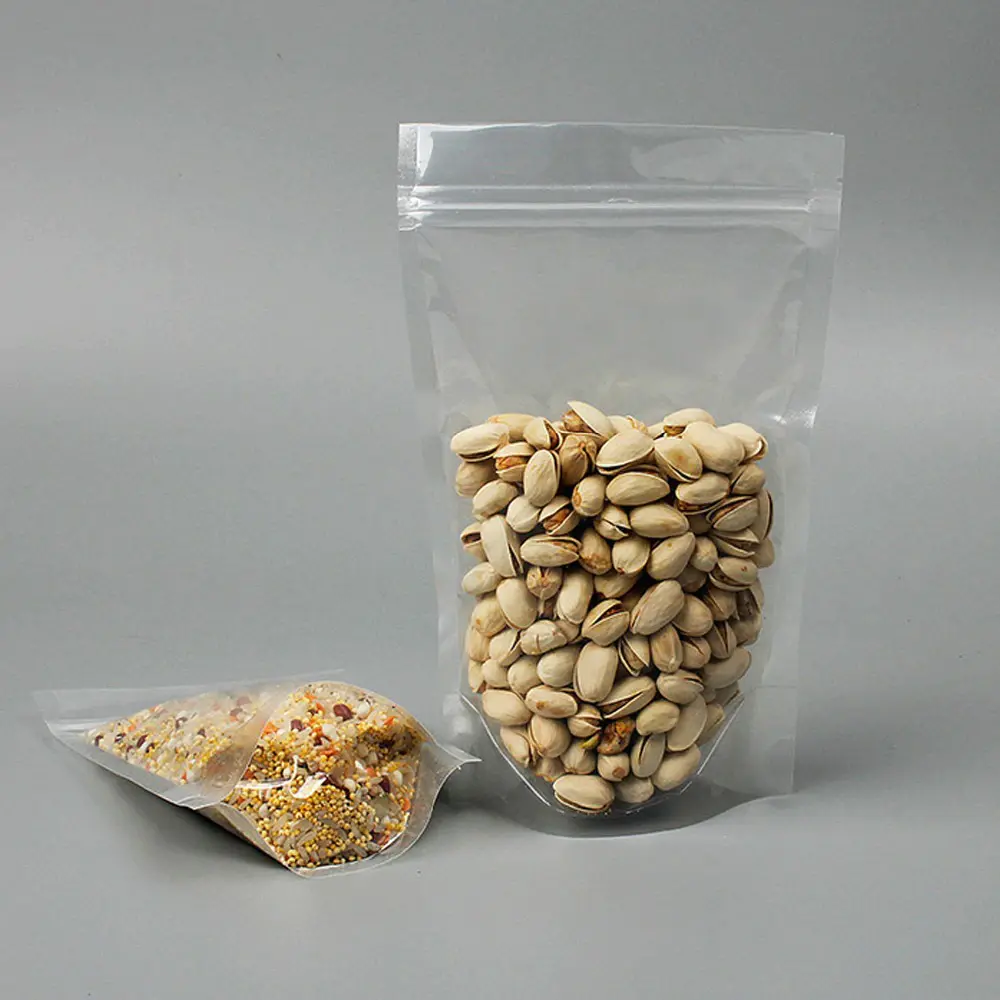 transparent food packaging bag stand up bag with zip lockfor food