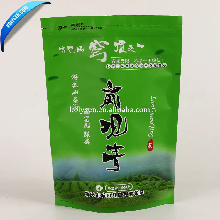 Factory customized Green tea bags standup with a zipper