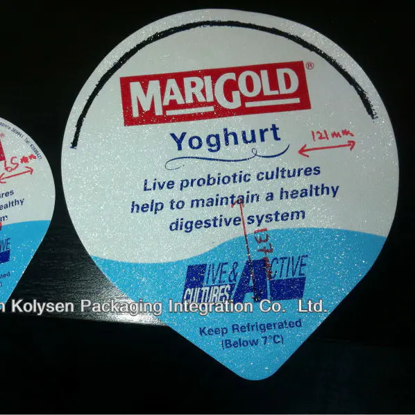 Aluminum Foil Lid For Yoghurt Cups with PP PS PVC PVDC heatsealing lacquer