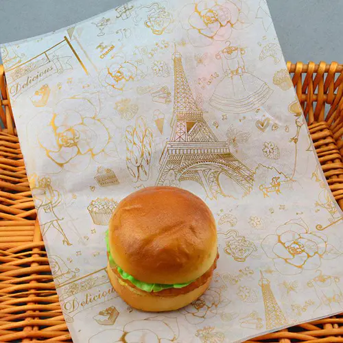 Custom printed food grade greaseproof paper for burger packaging