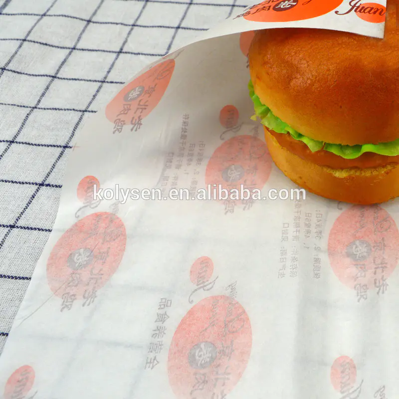 Custom Printed oil proof burger Wrap and Deli Paper sheet