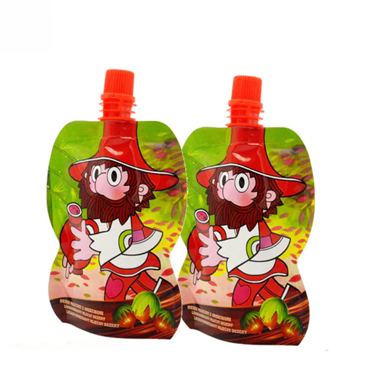 Customized shaped stand up liquid jelly drink spout pouch